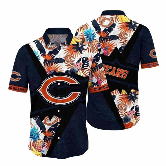 Electric Floral Charge Chicago Bears Hawaiian Shirt Mens - Moonbestprint