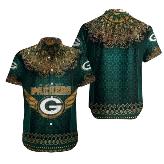 Elegant Green Bay Packers Mandala Pattern Tropical Hawaiian Shirt - Moonbestprint