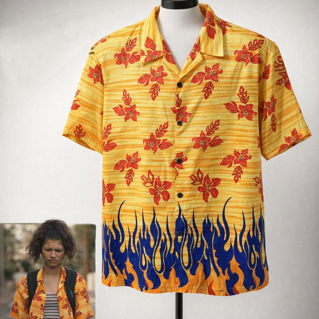 Euphoria Rue Pineapple Connection Tribal Flames Hawaiian Shirt – Moonbestprint