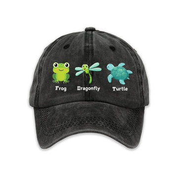FDT Frog Dragonfly Turtle Baseball Cap Moonbestprint