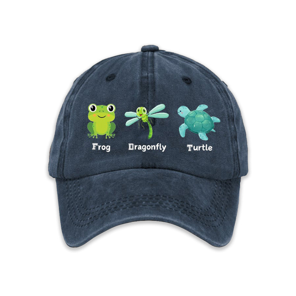FDT Frog Dragonfly Turtle Baseball Cap Moonbestprint