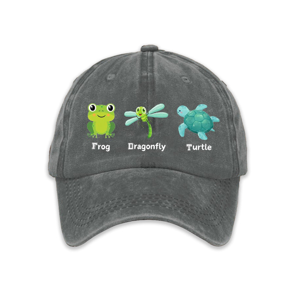 FDT Frog Dragonfly Turtle Baseball Cap Moonbestprint