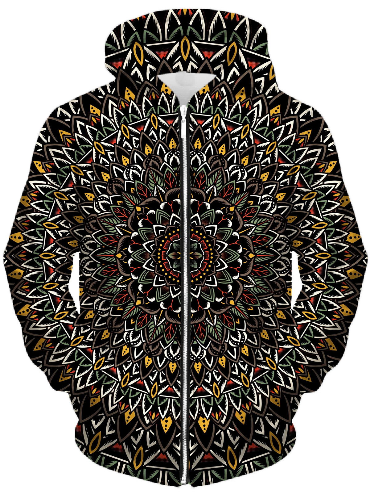 Flower Mandala Unisex Zip-Up Hoodie -Moonbestprint