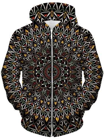 Flower Mandala Unisex Zip-Up Hoodie -Moonbestprint