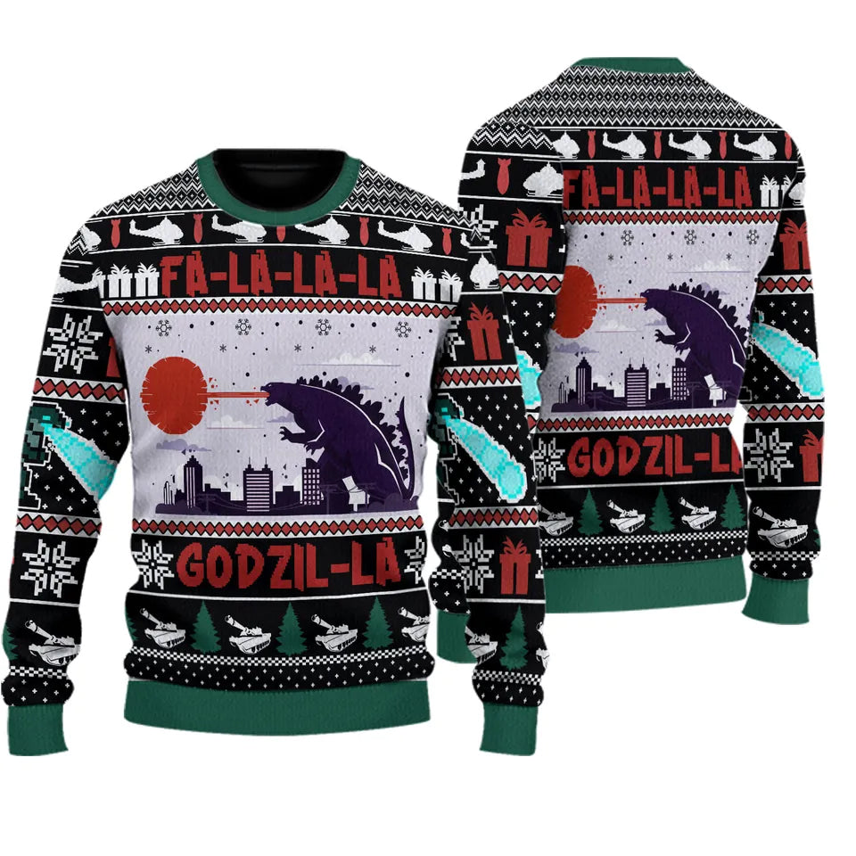 2025 FaLaLaLa Godzil-La Ugly Christmas Sweater – Moonbestprint