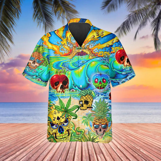 Fabulous Skull Hawaiian Shirt, Hawaiian Button Up Shirt, Tropical Shirts For Men Moonbestprint