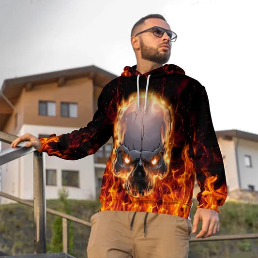 Face To Face With Fire Skull 3D Hoodie Moonbestprint