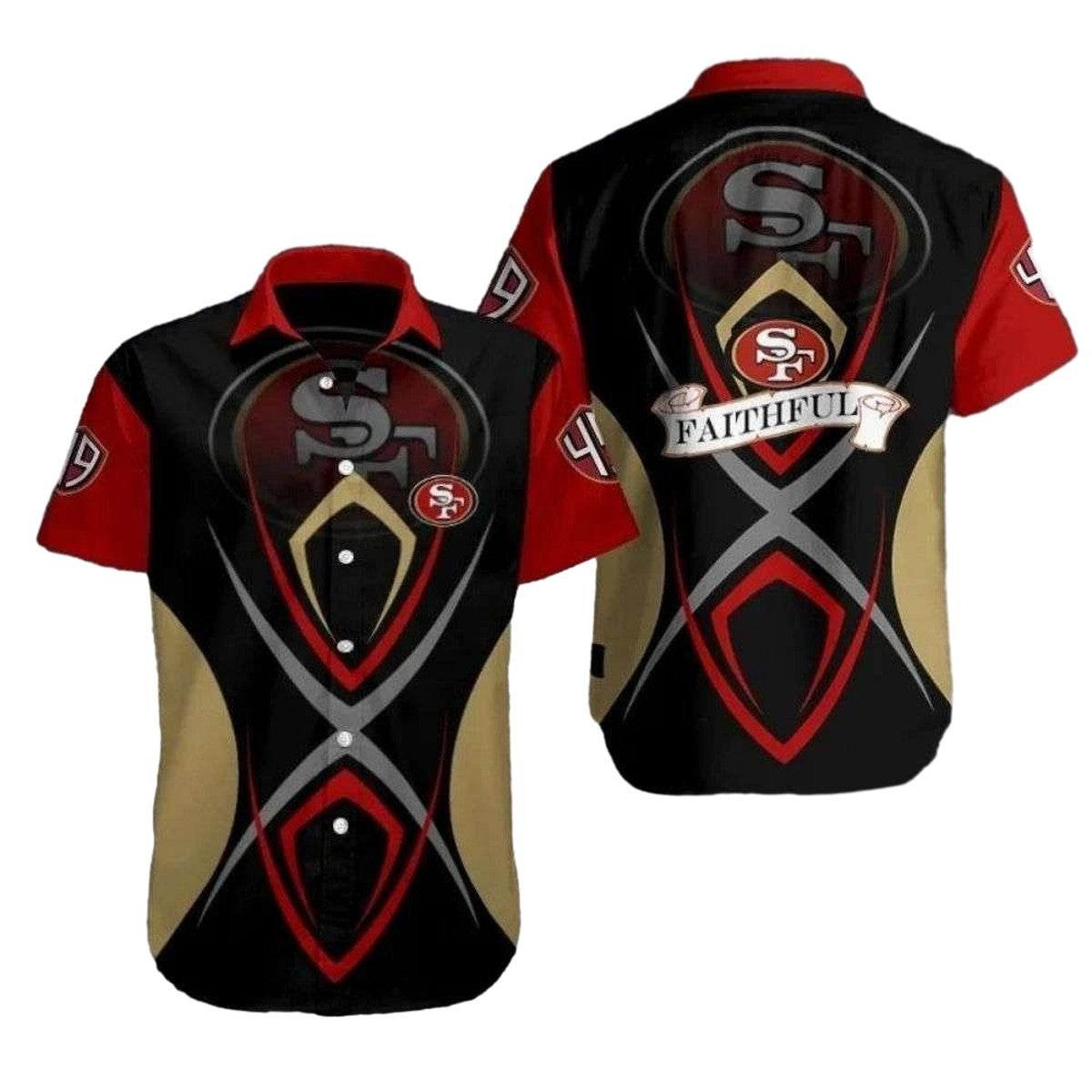 Faithful Fervor 49ers Bold Emblem Hawaiian Shirt - Moonbestprint