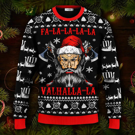 Falalalala Valhallala Cool Santa Viking Ugly Christmas Sweater Moonbestprint