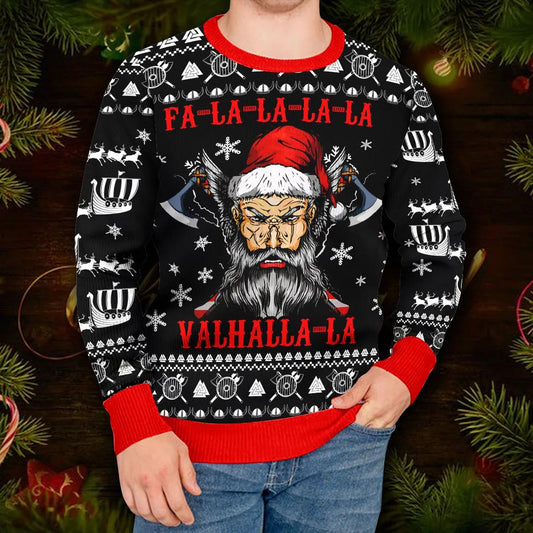 Falalalala Valhallala Cool Santa Viking Ugly Christmas Sweater Moonbestprint