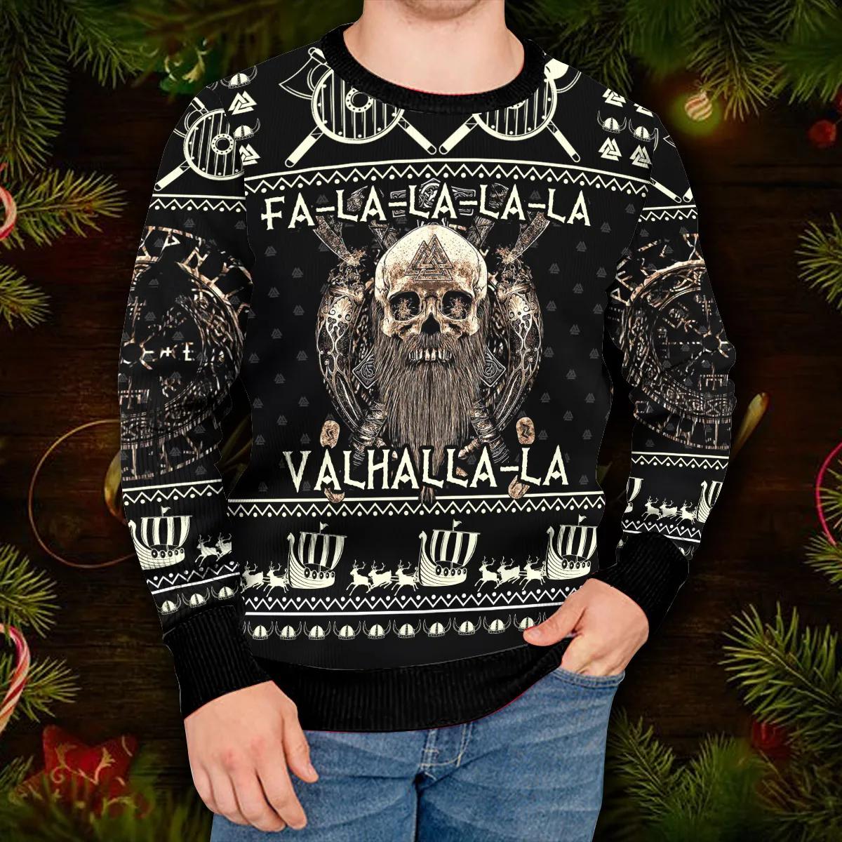Falalalala Valhallala Viking Ugly Christmas Sweater Moonbestprint