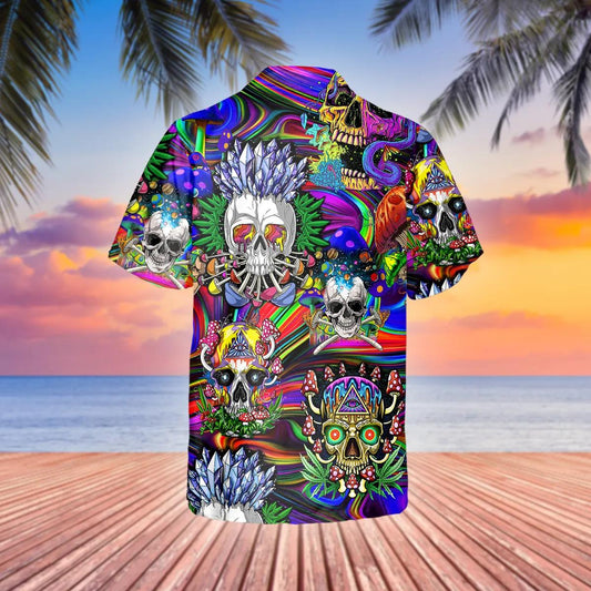 Fancy Rock Skull Hawaiian Shirt, Hawaiian Button Up Shirt, Tropical Shirts For Men Moonbestprint