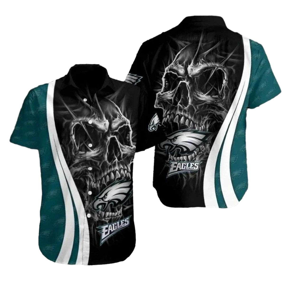 Ferocious Eagles Skull Spirit Tropical Hawaiian Shirt - Moonbestprint