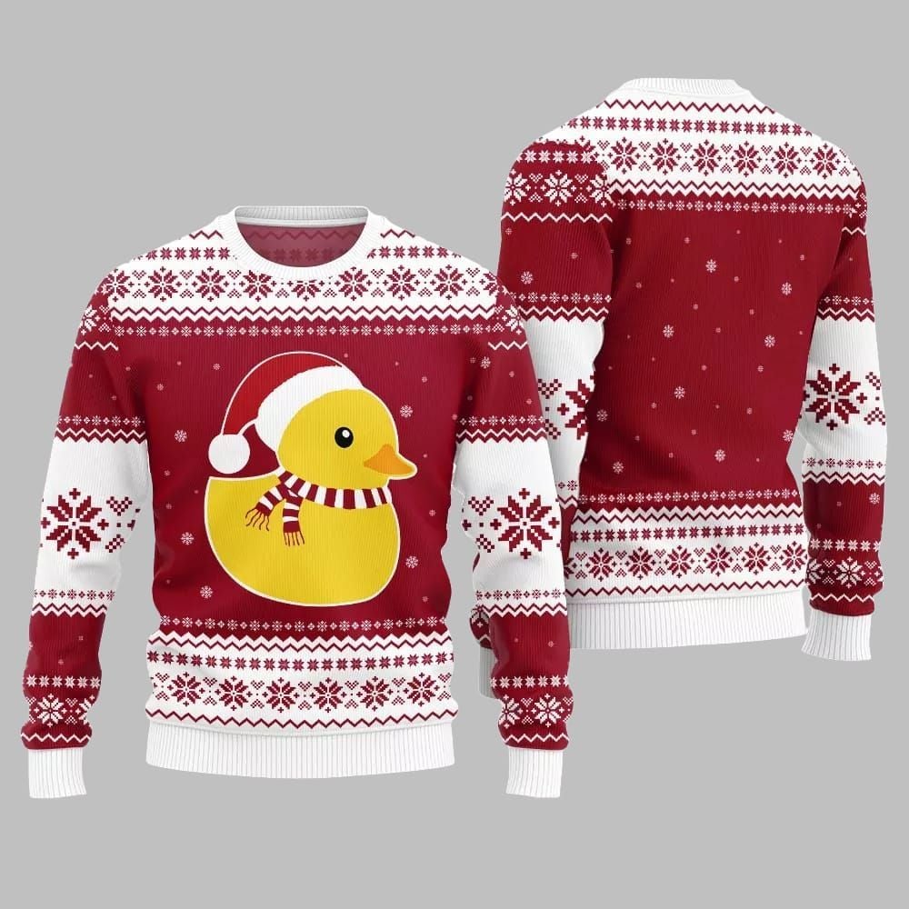 Festive Rubber Ducky Ugly Sweater 2026 Christmas - Moonbestprint