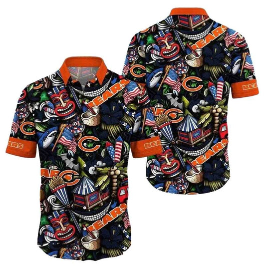 Festive Tiki Game Day Chicago Bears Hawaiian Shirt - Moonbestprint