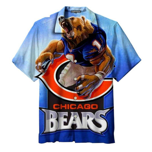Fierce Football Bear Chicago Bears Aloha Shirt For Fans - Moonbestprint