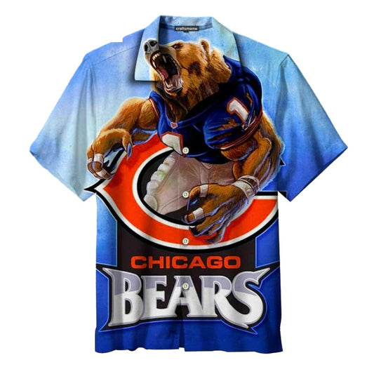 Fierce Football Bear Chicago Bears Aloha Shirt For Fans - Moonbestprint