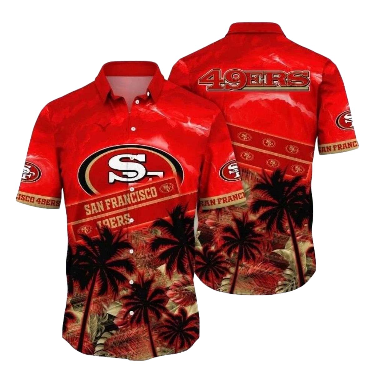 Fiery Red Palms San Francisco 49ers Red Hawaiian Shirt - Moonbestprint