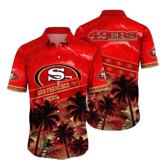 Fiery Red Palms San Francisco 49ers Red Hawaiian Shirt - Moonbestprint