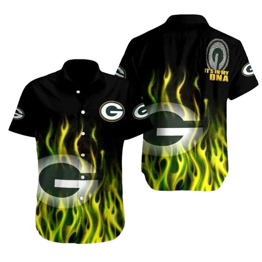 Fiery Spirit Green Bay Packers Flaming Hawaiian Shirt - Moonbestprint