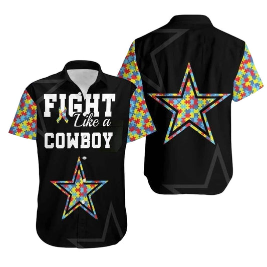 Fight Like A Dallas Cowboys Autism Support Beach Hawaiian Shirt - Moonbestprint