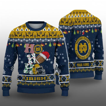 Fighting Irish Football HO HO HO Ugly Christmas Sweater - Moonbestprint
