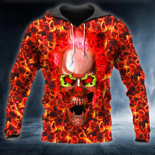 Fire Frenzy Skull 3D Hoodie Moonbestprint