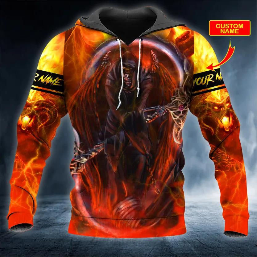 Fire Ghost Skull Custom 3D Hoodie Moonbestprint