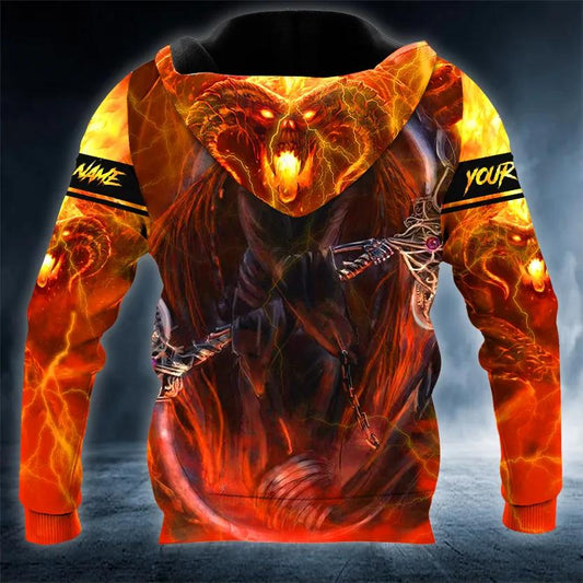 Fire Ghost Skull Custom 3D Hoodie Moonbestprint