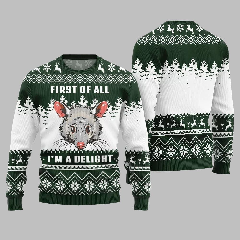 First Of All I Am A Delight Ugly Sweater 2026 Christmas - Moonbestprint