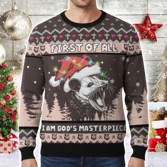 First Of All I Am God's Masterpiece Ugly Sweater - Moonbestprint