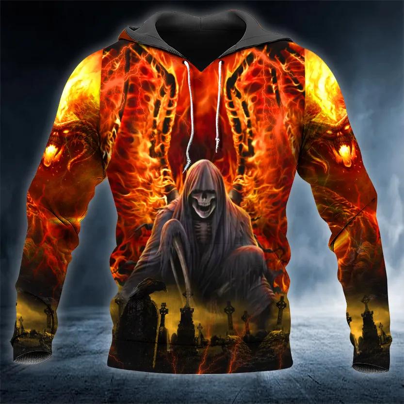 Flaming Death Skull 3D Hoodie Moonbestprint