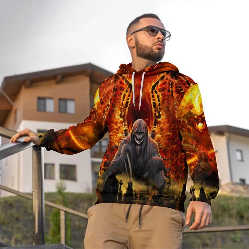 Flaming Death Skull 3D Hoodie Moonbestprint
