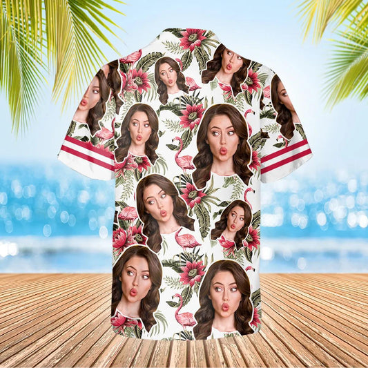 Flamingo Personalized Hawaiian Shirt, Custom Hawaiian Shirts With Face Moonbestprint