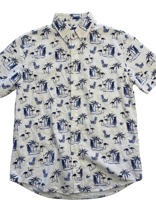 Flamingo Pineapple Surfboard Camp Hawaiian Shirt - Moonbestprint