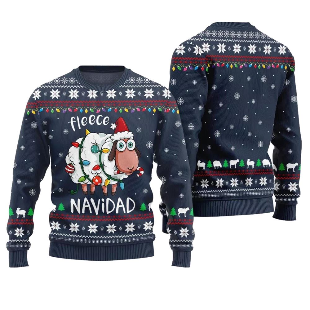 Fleece Navidad Ugly Christmas Sweater - Moonbestprint