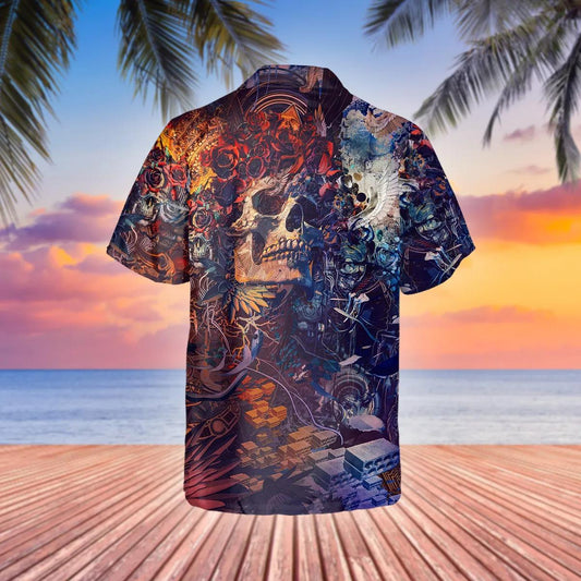 Floral Grateful Dead Skull Hawaiian Shirt, Hawaiian Button Up Shirt, Tropical Shirts For Men Moonbestprint