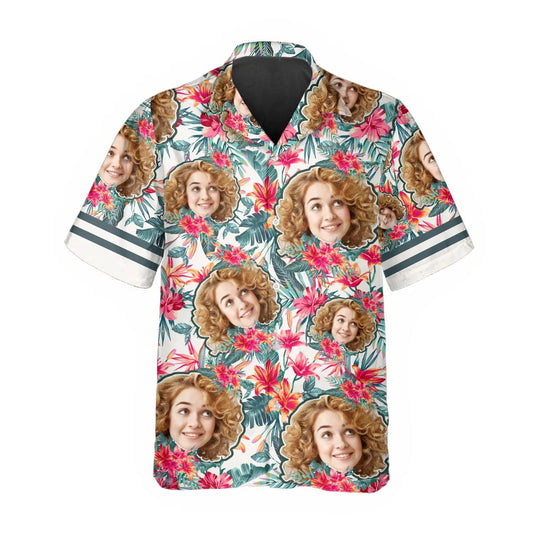 Floral Pattern Personalized Hawaiian Shirt, Custom Hawaiian Shirts With Face Moonbestprint