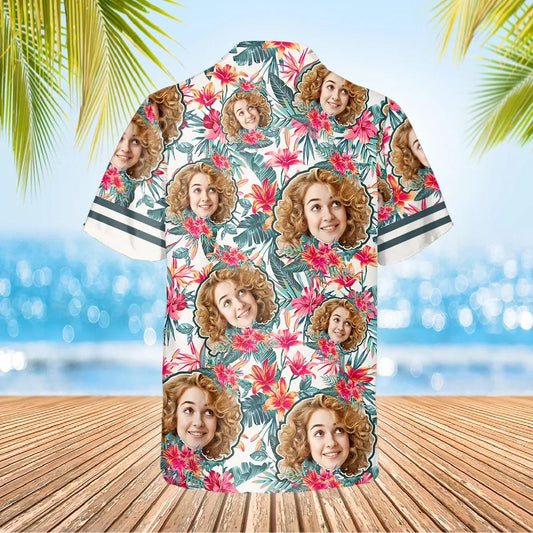 Floral Pattern Personalized Hawaiian Shirt, Custom Hawaiian Shirts With Face Moonbestprint