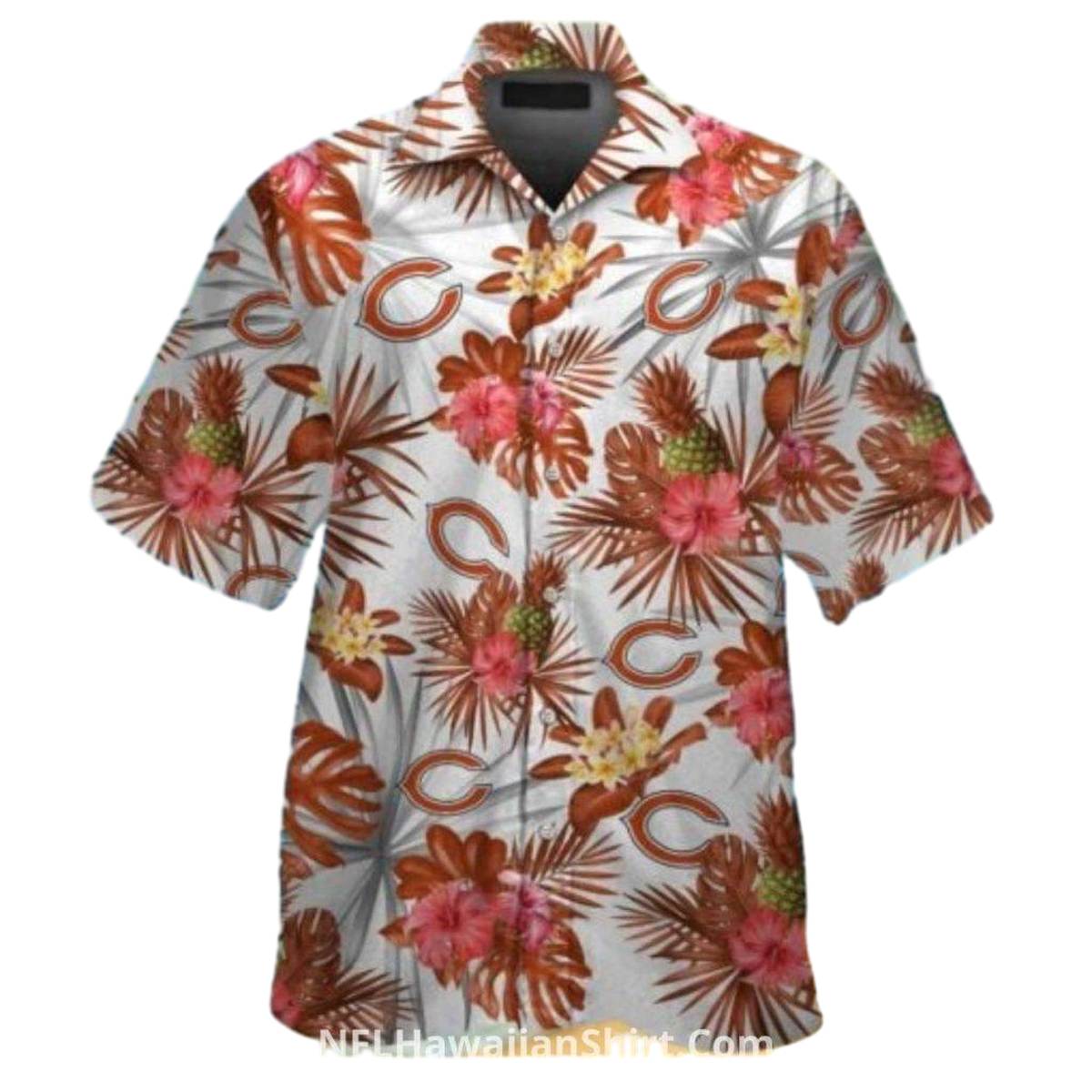 Floral Tropical Chicago Bears Aloha Shirt With Pineapple Theme - Moonbestprint
