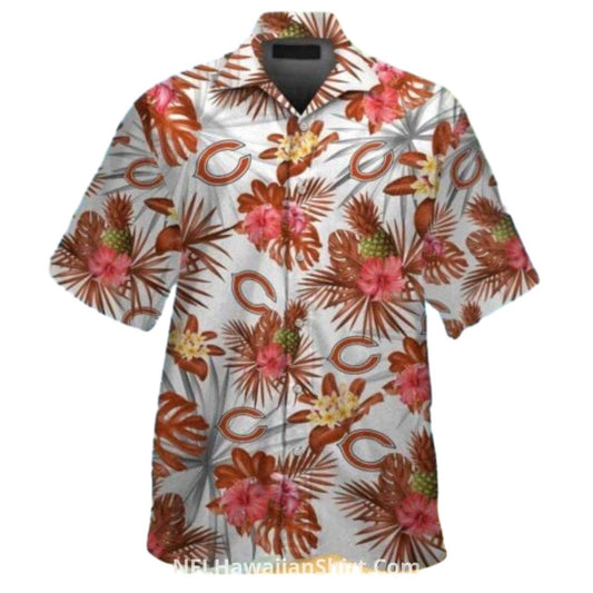 Floral Tropical Chicago Bears Aloha Shirt With Pineapple Theme - Moonbestprint