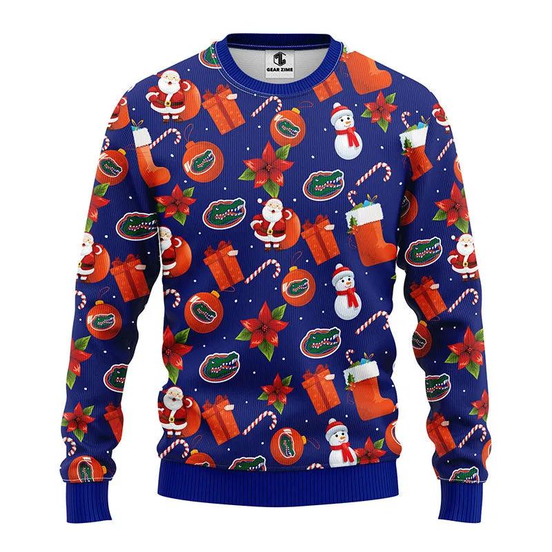 Florida Gators Santa Claus Snowman Ugly Christmas Sweater, NCAA Christmas Sweater Moonbestprint