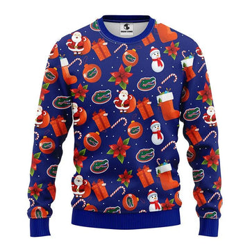 Florida Gators Santa Claus Snowman Ugly Christmas Sweater, NCAA Christmas Sweater Moonbestprint