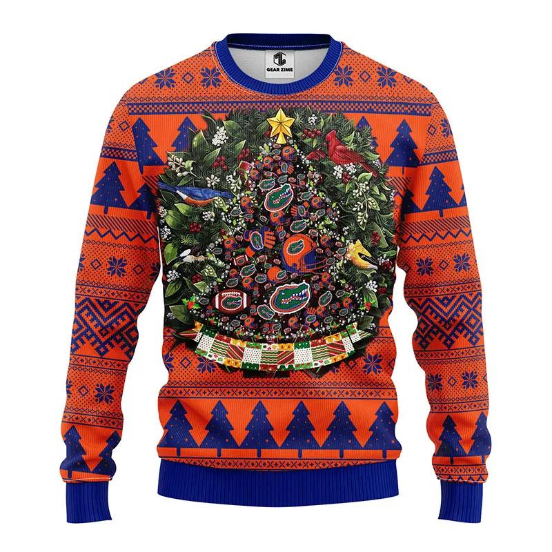 Florida Gators Tree Ball Ugly Christmas Sweater, NCAA Christmas Sweater Moonbestprint