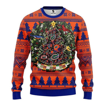 Florida Gators Tree Ball Ugly Christmas Sweater, NCAA Christmas Sweater Moonbestprint