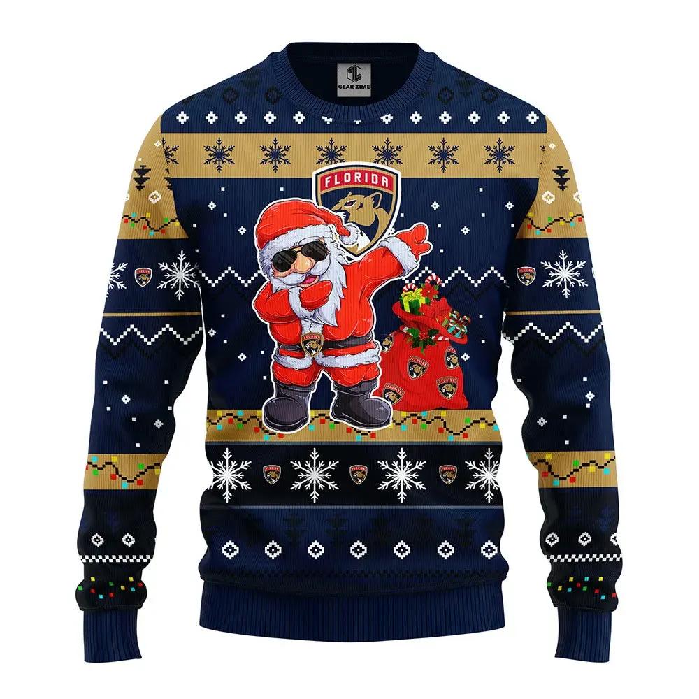 Florida Panthers Dabbing Santa Claus Ugly Christmas Sweater, NHL Christmas Sweater Moonbestprint