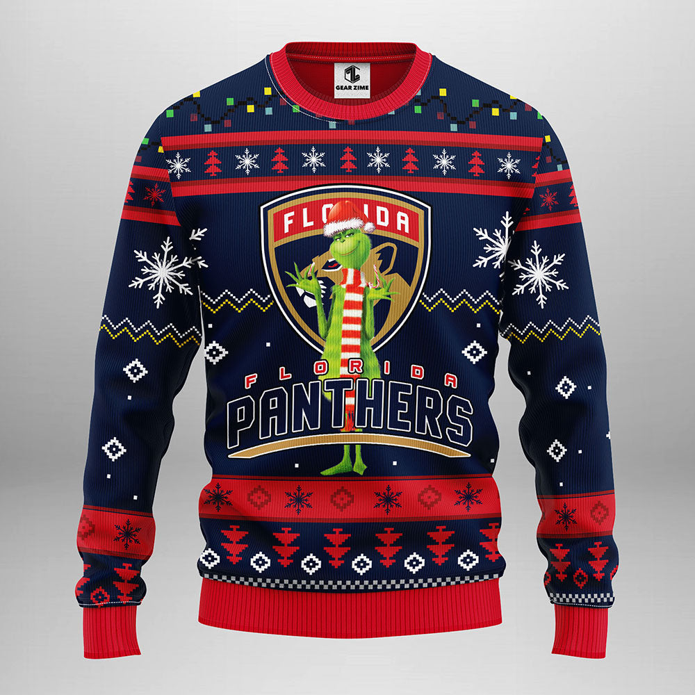 Florida Panthers Funny Grinch Ugly Christmas Sweater, Grinch Xmas Sweater Moonbestprint