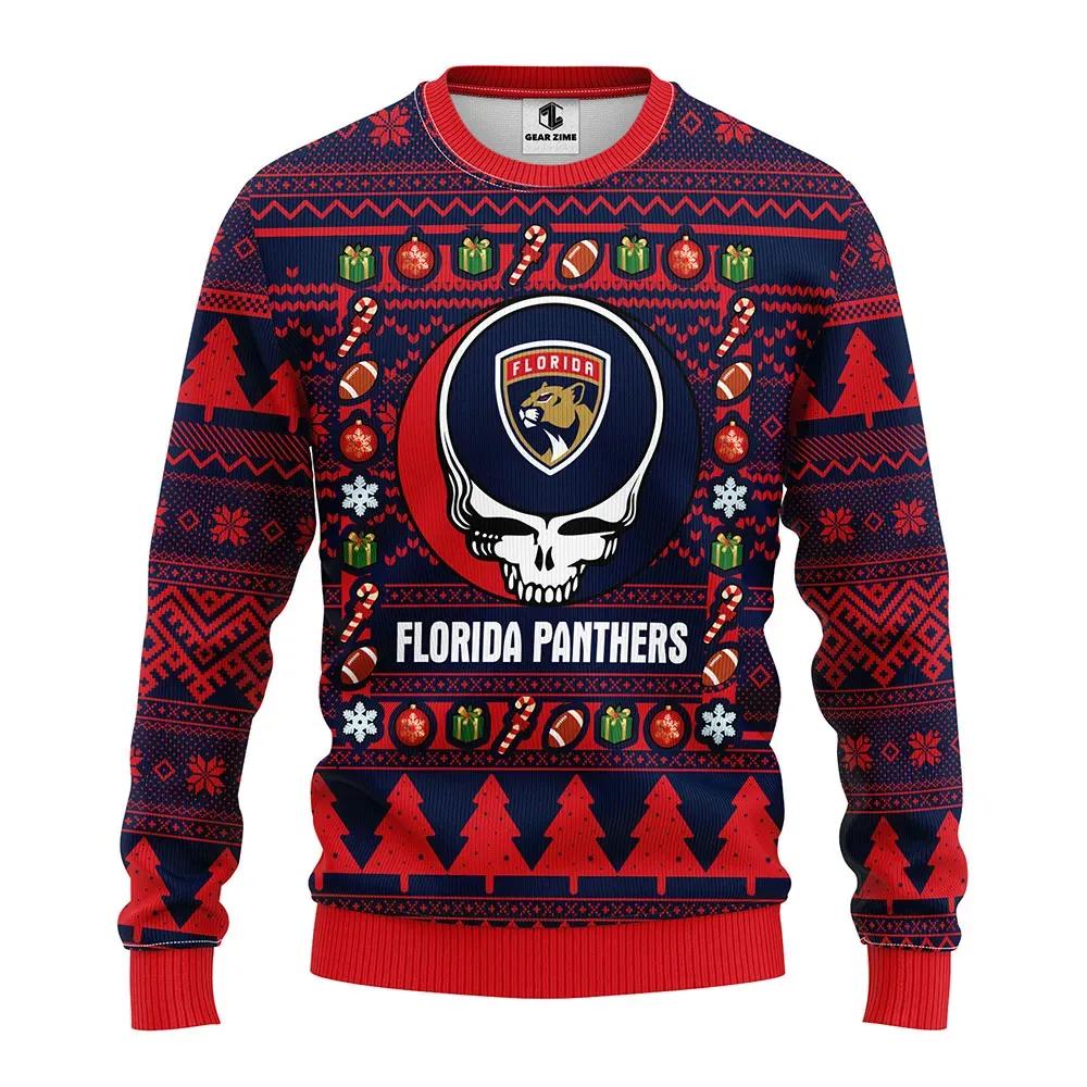 Florida Panthers Grateful Dead Ugly Christmas Sweater, NHL Christmas Sweater Moonbestprint