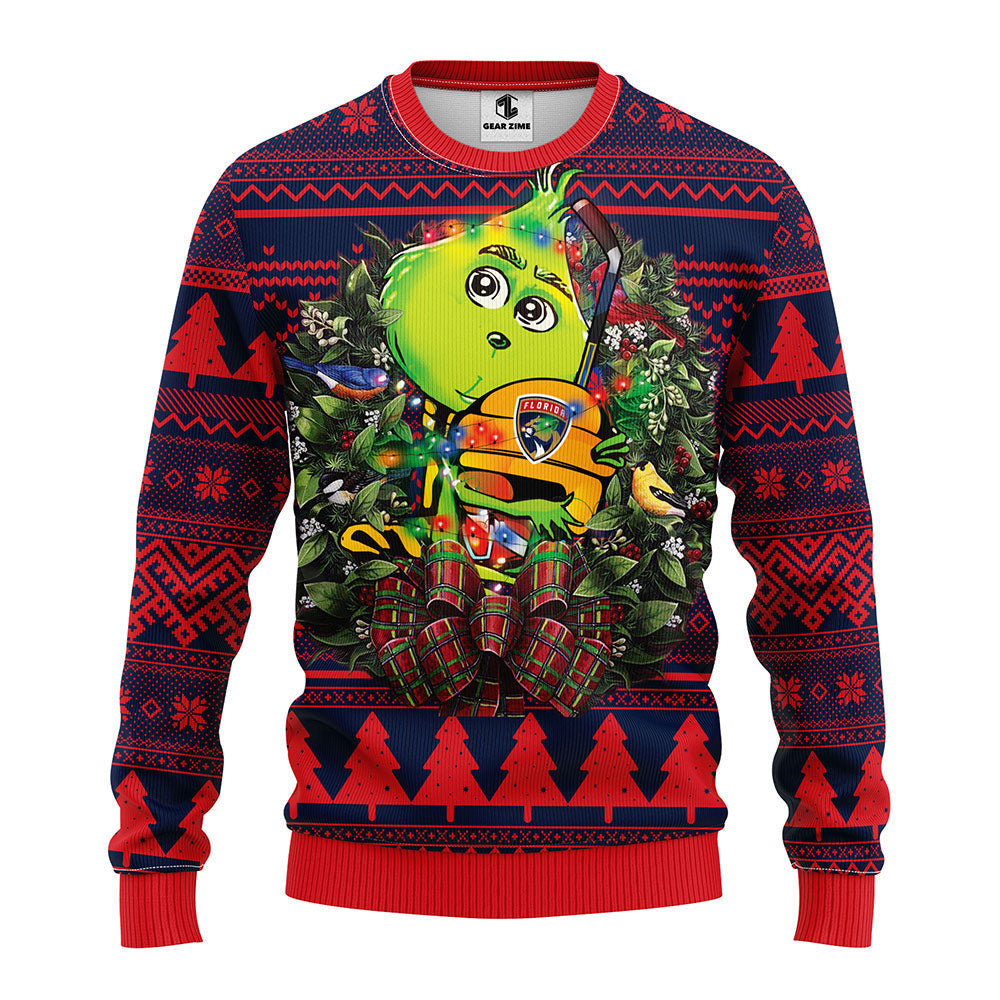 Florida Panthers Grinch Hug Ugly Christmas Sweater, Grinch Xmas Sweater Moonbestprint