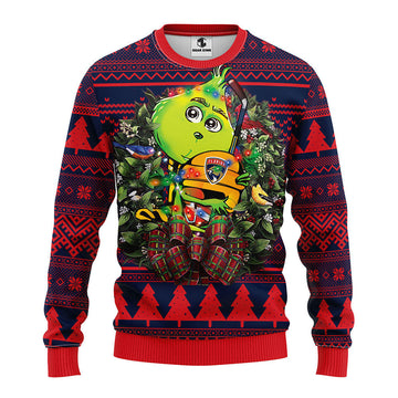 Florida Panthers Grinch Hug Ugly Christmas Sweater, Grinch Xmas Sweater Moonbestprint
